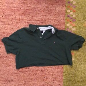 Tommy Hilfiger forest green cropped polo shirt